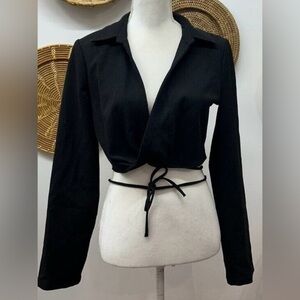 Zara Black Wrap Blouse